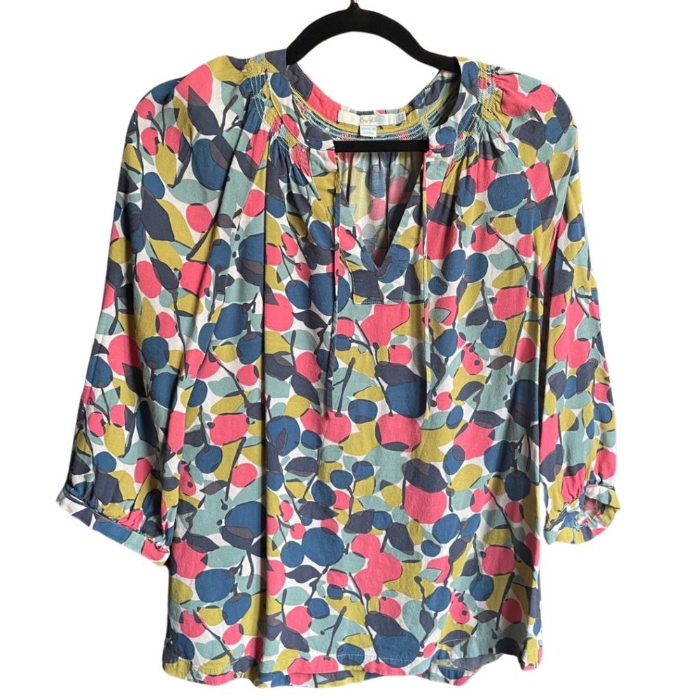 Boden Print Peasant Blouse Top Size 8